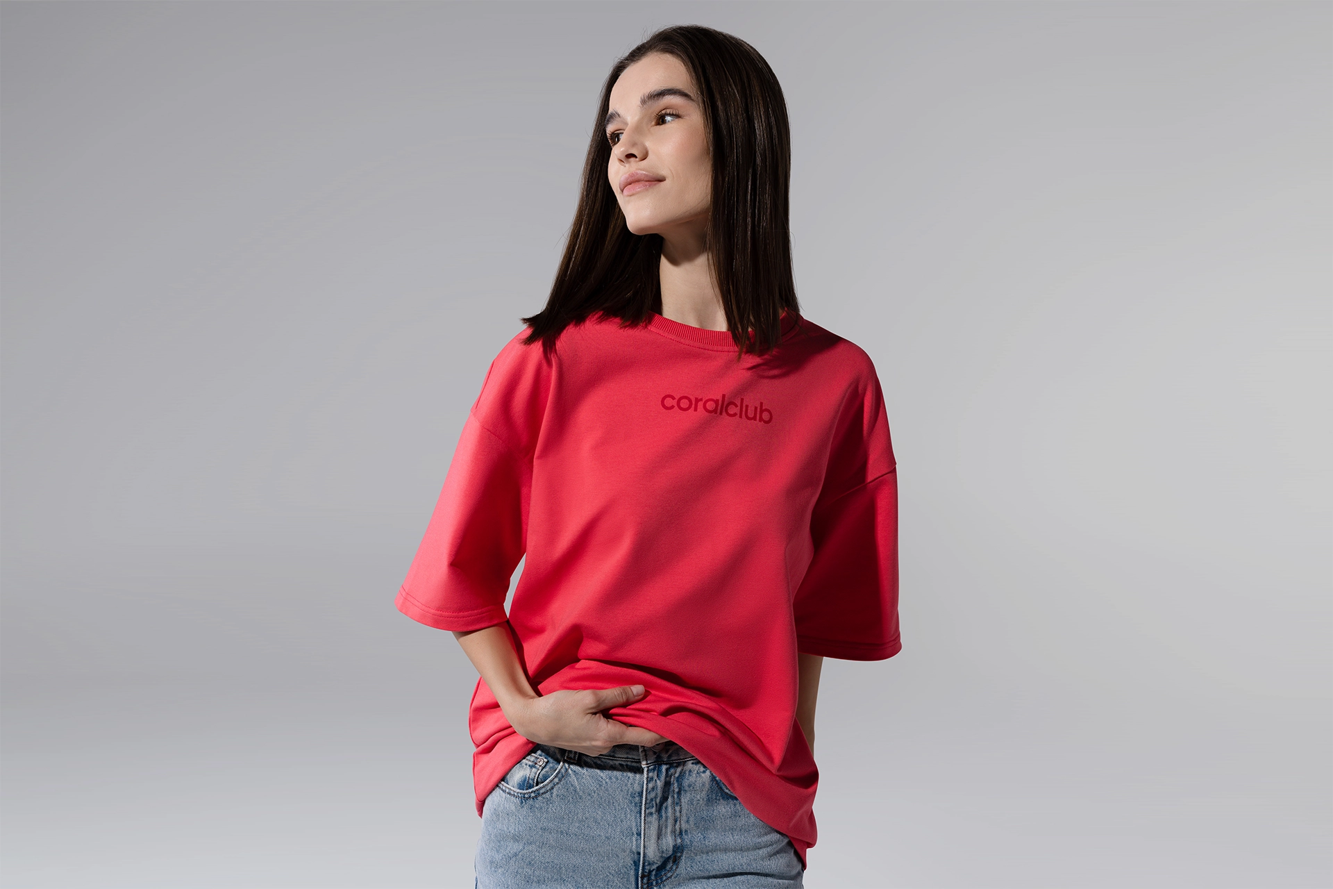 Oversize T-shirt, korallpiros