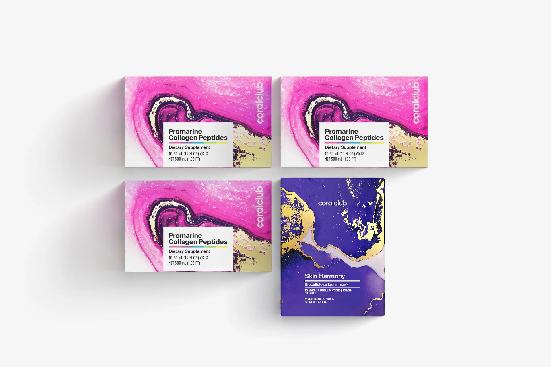 Promarin Collagen Peptides Set (1 hónapos kúra) & Bio-cellulose Face Masks Skin Harmony (5 tasak)